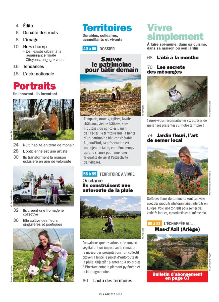Sommaire du magazine Village de l'été 2025