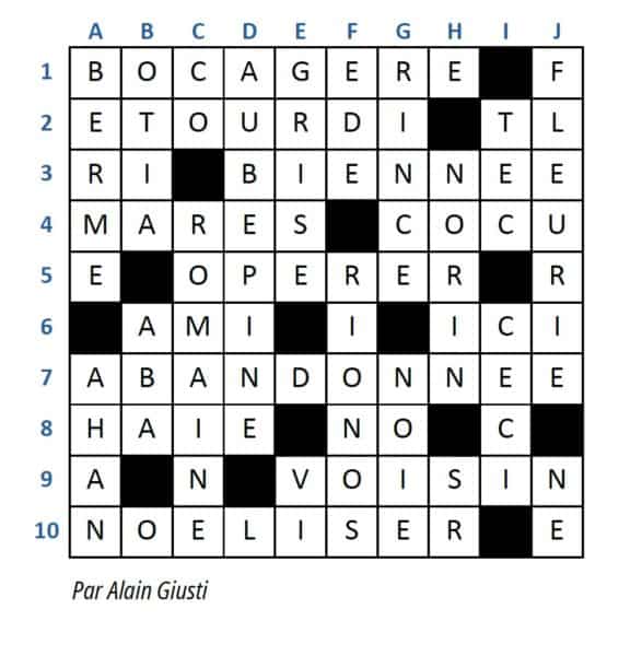 réponses mots croisés Village 165