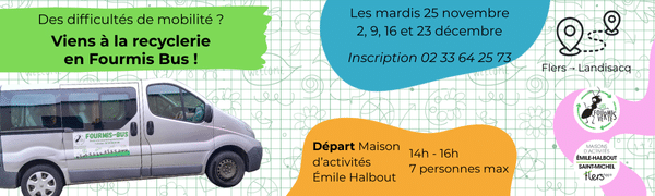 la recyclerie Les Fourmis Vertes, installée dans un village ornais, Landisacq met en place une navette gratuite